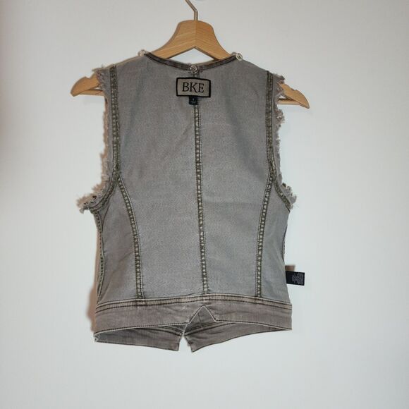 BKE Womens Asymmetrical Sleeveless Jacket Size S Gray Vest Detachable Hood - Picture 7 of 12